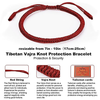 Authentic blessed Tibetan monks handmade Dorje Knot protection bracelet for women and men with a talisman