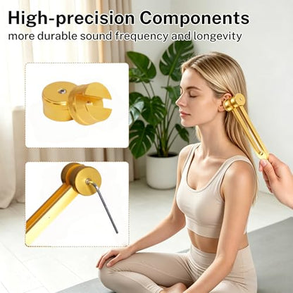 128Hz Aluminum Alloy Tuning Fork, Sound Vibration Tool with Silicone Hammer & Storage Pouch, Relaxing Vibration Device for Yoga Meditation, Daily Stress Calming & Body Leisure Care