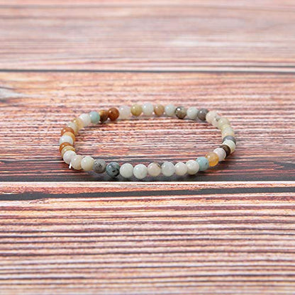4MM Mini Gemstone Energy Bracelets Tiny Bracelet Natural Stone Statement Bracelet Charm Beaded Couples Bracelets - color: Pure Amazonite