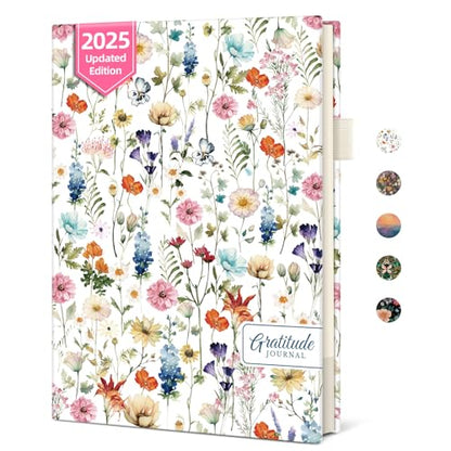 Gratitude Journal for Women – Undated Daily Mindfulness & Manifestation Journal with Prompts for Cultivate Affirmations, Positivity, Self-Care & Happiness - Wildflowers