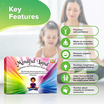 Mindful Land Mindfulness Cards - Positive Affirmations for Kids' Stress Reduction - Meditation Cards Calming Therapy Tool - Daily Mindfulness for Kids' Development