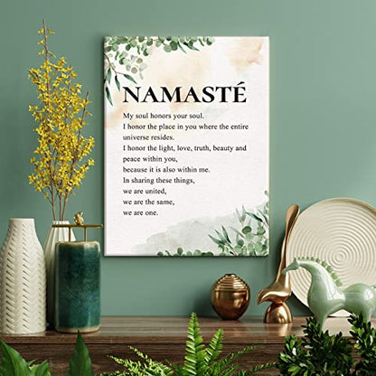 YeleY Inspirational Namaste Definition Print Yoga Namaste Paintings Canvas Wall Art Meditation Poster Artwork Ready to Hang Modern Home Office Decor Graduation Gift