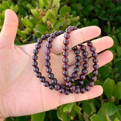 Adabele 1pc Natural Stretch Gemstone Bracelet 6mm (0.24 Inch) Bead 7" 7.5" 8 inch Healing Crystal Quartz Energy Chakra Jewelry Women Birthday Gift - color: Garnet, size: 7 inch