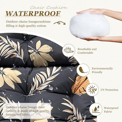 Outdoor Chaise Lounge Chair Cushion 75.1 x 23.6 x 4.7in, Waterproof Replacement Cotton Patio Thickened Pool Lounge Chair Cushion with Ties for Patio Outdoor Furniture,Autumn Leaves - color: Autumn Leaves