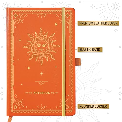 Artfan Ruled Notebook/Journal – Premium Thick Paper Classic Writing Notebook with Pocket + Page Dividers Gifts, Banded, Large, 128 Pages, Hard Cover, Lined (5.3" x 8.26") - Orange - color: Brown 1