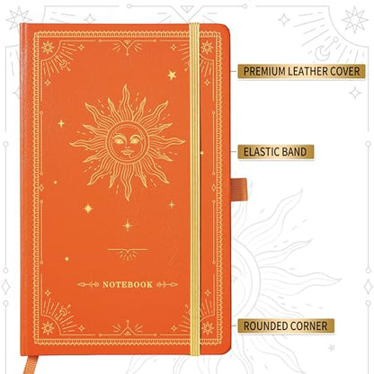 Artfan Ruled Notebook/Journal – Premium Thick Paper Classic Writing Notebook with Pocket + Page Dividers Gifts, Banded, Large, 128 Pages, Hard Cover, Lined (5.3" x 8.26") - Orange - color: Brown 1