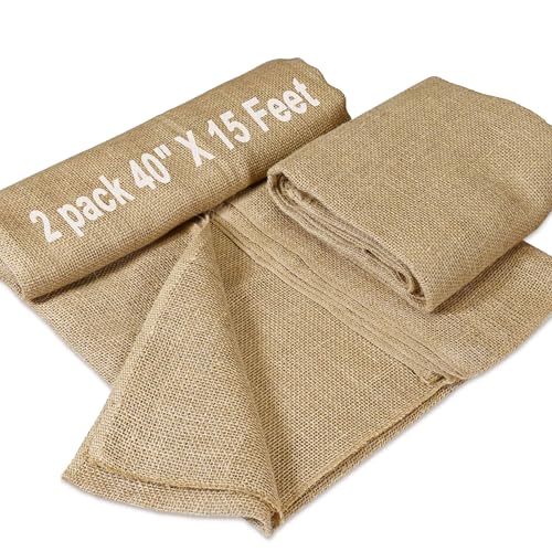 2 Pack 40" x15 Feet Natural Burlap Fabric,Multipurpose Burlap for Weed Barrier and Gardening,Jute Fiber for Decoration,Wedding Ceremony Aisle Runner,Outdoor Plant Care,Tree Wrap,Party Decor - size: 2 Pack 40" x15 Feet