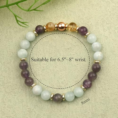 KSQS Healing Stone Bead Bracelet for Women, Natural Gemstones Balance Protection Bracelet, Spiritual Crystal Beads Bracelet Anxiety Relief with Meaning Card - style: Strength