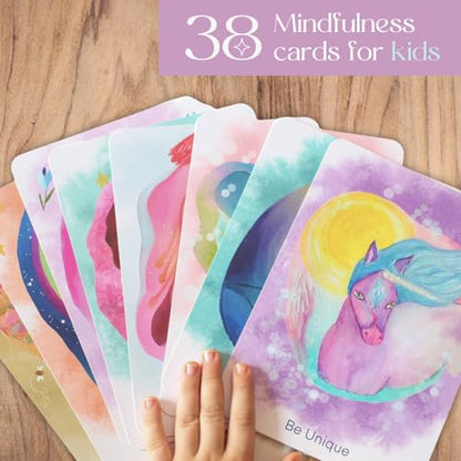 Mindfulness & Affirmation Cards for Kids – 38 XL Activity Cards for Emotional Growth – Rhyming Stories, Visualization & Calming Practices