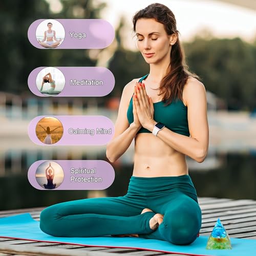 Tree of Life Orgone Pyramid,Natural Green Strawberry&Apatite Orgonite Healing Crystals Pyramid,Crystal Stone Positive Reiki Energy Generator Collection Wealth Lucky Meditation Tool(6cm) - color: Blue Green