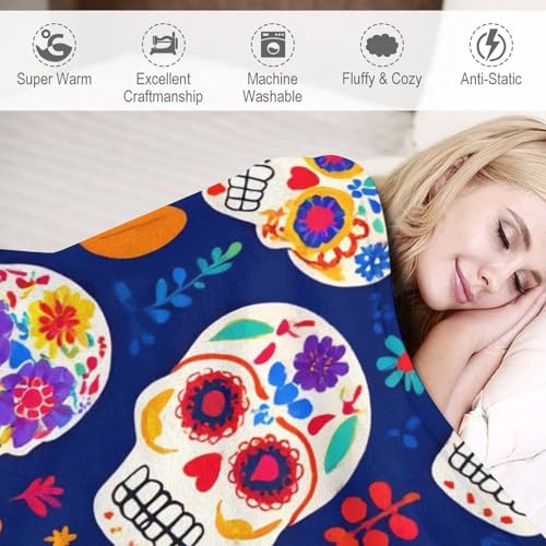 Fashion Bed Sofa Couch Cover, Unisex Blanket, Day Dead Cool Mexican Sugar Skull Lightweight Flannel Blanket - color: Color78, size: 30"x40"