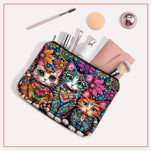 Mom Bohemian Cat Makeup Bag Gift: Cute Boho Cats Themed Cosmetic & Toiletry Organizer Pouch For Daughters, Sisters, Friends,Teen Girls & Women.Ideal Gift For Travel, Birthdays. - style: Boho Cat