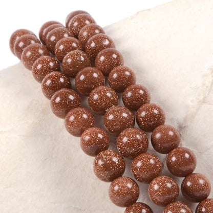 Justinstones Gem Semi Precious Gemstone 3pcs 4mm Round Beads Stretch Bracelet 6.5 Inch Unisex - color: Synthetic Goldstone
