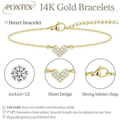 3mm Diamond Classic Tennis Bracelet for Women Dainty, Gold Jesus Cross Bracelets Trendy, 14K Gold Plated Heart/Evil Eye/Pearl/Starfish & Seashell Charm Bracelets for Women Bulk - style: Gold Plated Heart