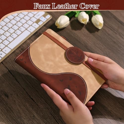 Lined Journal Notebook, A5 Hardcover Leather Journal for Men Women, 200 Pages 100 GSM Thick Paper, Journaling Notebooks for Work School Travel Note Taking, Beige & Brown - color: Beige & Brown