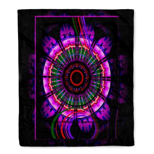 3dRose Mandala 6 Glowing Blue red Black Meditation Harmony Balance Peace NewAge Spiritual Spirituality Silktouch Minky Blanket