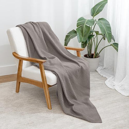 Comfy Cubs 100% Cotton Waffle Weave Throw Blanket Breathable Skin-Friendly Soft Lightweight Blankets - Perfect Warm Textured Blanket Layer - Size for Couch Bed & Sofa (Charcoal, 50" X 60") - color: Charcoal, size: 50" X 60"