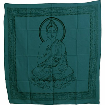 Buddha Indian Cotton Yoga Meditation Prayer Altar Cloth (40" x 40") (Teal) - color: Teal