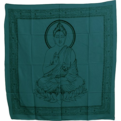Buddha Indian Cotton Yoga Meditation Prayer Altar Cloth (40" x 40") (Teal) - color: Teal
