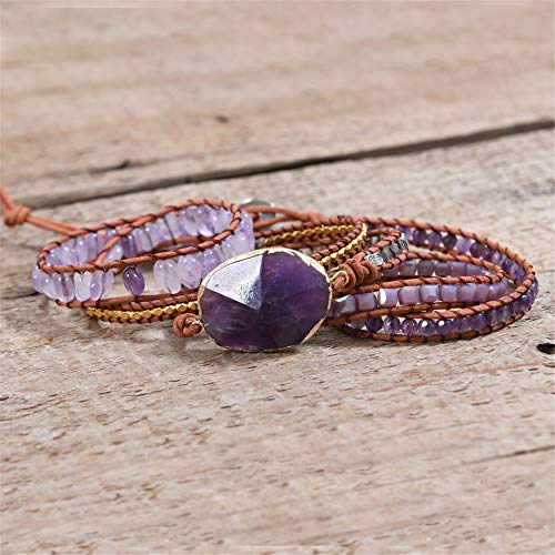 YGLINE Handmade Amethyst Boho Wrap Bracelets for Women-Healing Natural Stone Beads Crystal Bracelets for Women(Amethyst) - color: Amethyst 1