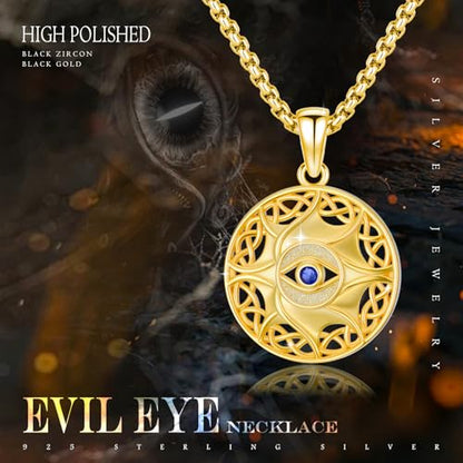 Evil Eye Necklace for Women 925 Sterling Silver, Protection Necklace with Blue Evil Eye Charm, Evil Eye/Lotus Pendant Jewelry, Birthday Christmas Gifts for Her - style: Evil Eyes 03