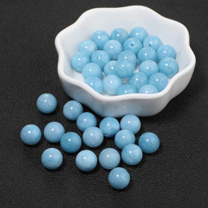 60pcs 6mm Natural Stone Beads Blue Chalcedony Beads Crystal Gemstone for Jewelry Making, DIY Bracelet Necklace - color: Blue Chalcedony, size: 6mm