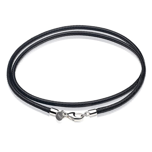 Leather Necklace for Men Women with Solid 925 Sterling Silver Lobster Clasp 3mm Black/Brown/LightBrown/Red Leather Necklace Cord 16/18/20/22/24/26/30 Inches - size: 26, style: Black Leather Cord Necklace 3mm