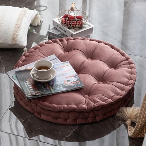 Round Floor Pillow, 23.6x23.6 Inch, Large Seat Cushion for Adults, Soft Thick Meditation Cushion Floor Seating with Handle for Yoga, Reading,Indoor, Outdoor, Pink, 2PCS
