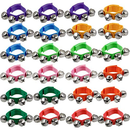Band Wrist Bells, 9" Wrist Shaking Jingle Bells, Adjustable Ankle Bell, 24 Pcs