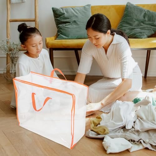 BESPORTBLE Transparent Storage Bag for Quilts Comforters and Clothes Large Capacity Organizer with Window and Zipper for Moving and Travel