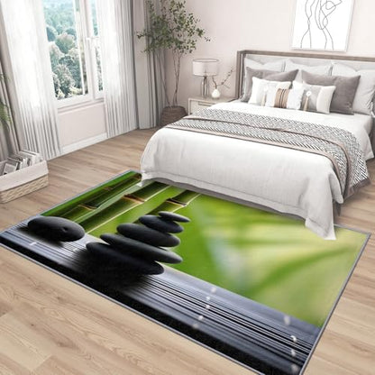 Japanese Rug 8x10 - Japanese Rug, 4x5 Rug, Zen Spa Meditation Area Rug, Spiritual Carpet, Washable & Non Slip & Soft Large Rugs, Japanese Home Decor