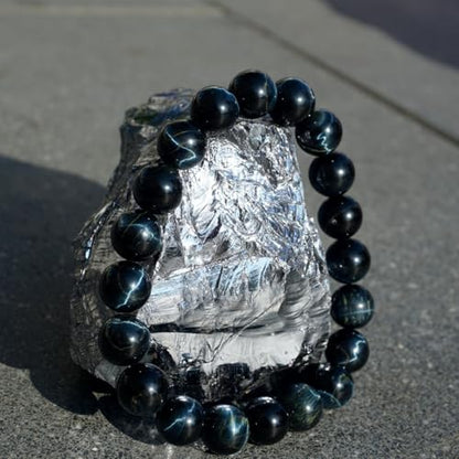 Natural Handmade Healing Chakra Bracelet - color: 12mm-Blue Tiger Eye-FOR 8-8.7 INCH WRIST
