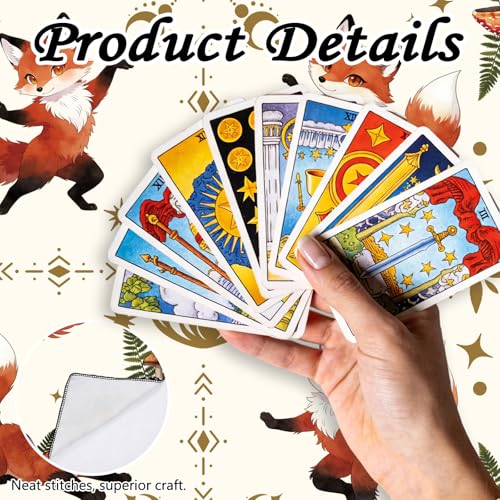 Tarot Altar Cloth Fox with Dancing Print Card Table Tablecloth Flower Thicket & Mushroom Tablecloth with Tarot Bag for Reading Rituals Crystals Spiritual Divination Witchcraft Supplies - color: Fox With Dancing