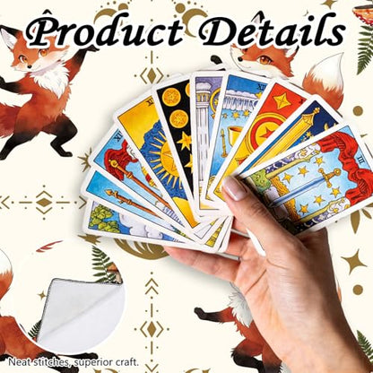Tarot Altar Cloth Fox with Dancing Print Card Table Tablecloth Flower Thicket & Mushroom Tablecloth with Tarot Bag for Reading Rituals Crystals Spiritual Divination Witchcraft Supplies - color: Fox With Dancing
