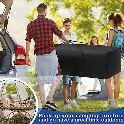 Silkfly 4 Pack Patio Cushion Storage Bags 68 Inch Waterproof Outdoor Furniture Cushion Bag with Handles, Extra Large 420d Oxford Fabric Storage Cover for Backyard Deck Garden, Black
