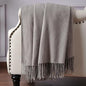 CUDDLE DREAMS Silk Throw Blanket with Hand-Knotted Fringe, Natural, Soft & Breathable (Gray) - color: Gray