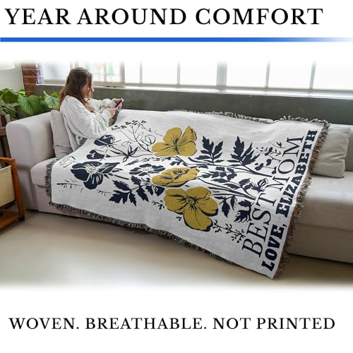 Pure Country Weavers Best Mom Blanket - Personalized - Custom Gift Tapestry Throw Woven from Cotton - Made in The USA (72x54) - color: Best Mom Blanket