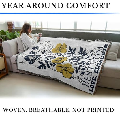 Pure Country Weavers Best Mom Blanket - Personalized - Custom Gift Tapestry Throw Woven from Cotton - Made in The USA (72x54) - color: Best Mom Blanket