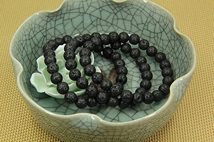 Angelstones Handmade Natural Healing Gemstone 8mm Round Beads Stretch Crystal Bracelet 7 Inch Unisex - color: Lava
