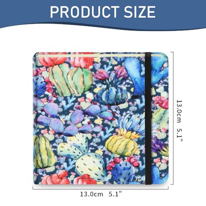Mifuner Small Square 5x5 80gsm Mini Notebooks Blank Pages Sketchbooks Travel Journal Pocket Hardcover Paint Writing Notebook Blank Diary Memo Planner Sketchbook Fabric Cover, Blue Cactus - color: Cloth-Blue Cactus
