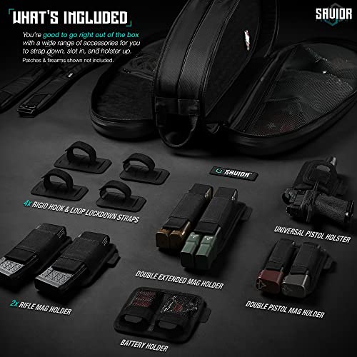 Savior Equipment Pro Touring 30" Tactical Tennis Bag 30" Double Gun Pistol Case Carrying Backpack, Semi-Hard EVA Shell Storage, Fully Customizable MOLLE Panel Organizer - color: Obsidian Black I