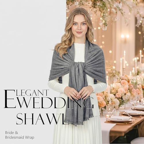Shawl Wraps for Women Pashmina Shawls and Wraps for Evening Dresses Large Soft Scarf Winter Scarf Wedding Shawl… - color: Grey