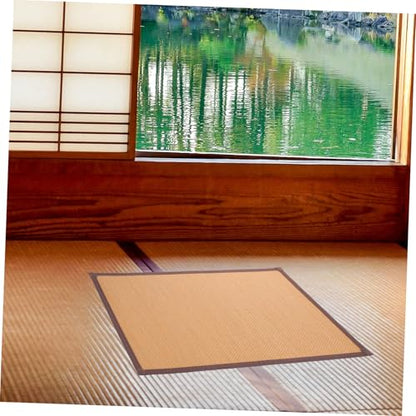 Woven Meditation Floor Cushion Thick Natural Seat Mat for Adults Decorative Sitting Pad for Living Yoga Bedroom Office Traditional Tatami Style