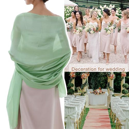 RIIQIICHY Women Shawls and Wraps for Evening Dresses Like Chiffon Silk Scarf Formal Silky Pashmina Shawls for Weddings - color: Green-1