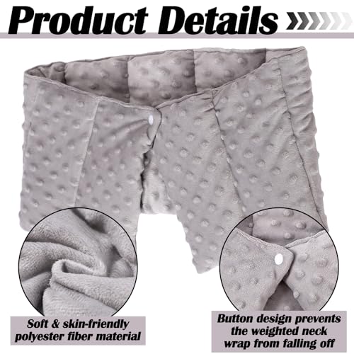 4 lb Sensory Weighted Neck Wrap 32 x 8 Inch Shoulder Wrap Weighted Neck Shoulder Pad Glass Bead Filled Dual Texture for Adults Relaxation(Dark Gray)