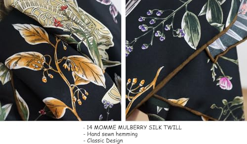 100% Pure Mulberry Silk Scarf 35" Large Square Lightweight Headscarf –Women’s Hair Wraps-With Gift Packed - color: Black Horse-twill