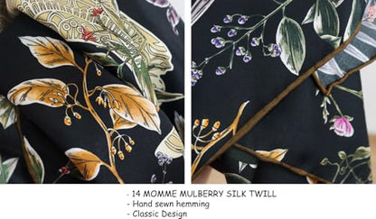 100% Pure Mulberry Silk Scarf 35" Large Square Lightweight Headscarf –Women’s Hair Wraps-With Gift Packed - color: Black Horse-twill