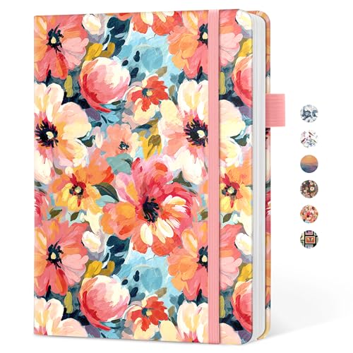 Taja Pretty Lined Journal for Women, Aesthetic Cute Hardcover Leather Journal for Writing, A5 College Ruled Notebook for Work & Note Taking, Perfect for Office School Home, 160 Pages, Pastel Garden - color: B-Pastel Garden, style: A-Lined