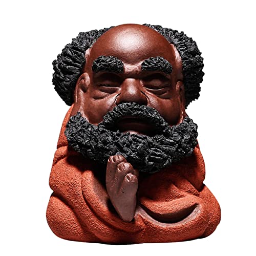 PRETYZOOM Bodhidharma Purple Clay Tea Table Ornament Decorative Zen Sculpture for Home and Office Unique Indoor Desktop Decor Creative Tea Ceremony Accessory