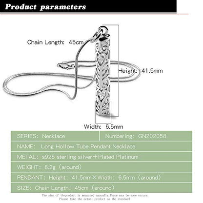 Dankadi Women's 925 Silver Necklace-Bohemian Sterling Silver Patterned Cylindrical Pendant Necklace-100% Original Silver Snake Chain 45-60CM Fine Jewelry - style: Chopin chain 22 inch